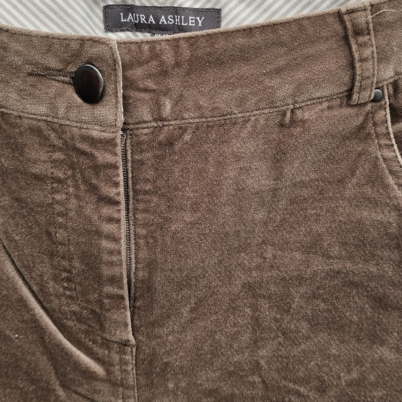 Laura Ashley brown soft velvet  feel straight leg trousers size 12 - Picture 3 of 4